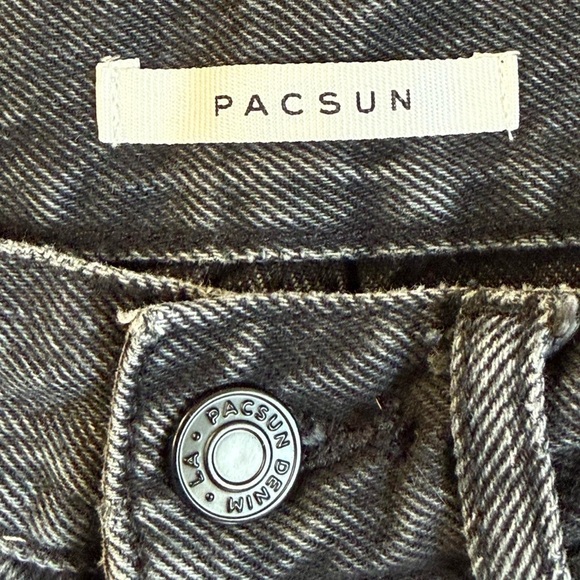 PacSun Black Distressed High Rise Slim Straight Jeans Size 24 Raw Hem - Picture 5 of 6